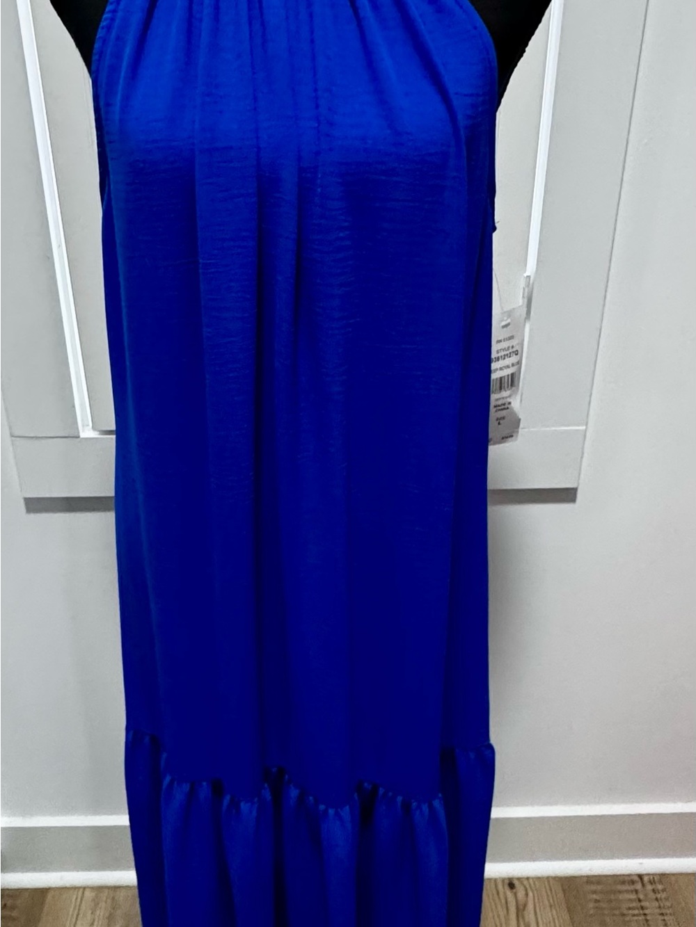 MSK Cobalt Blue Halter Maxi Dress with Tiered Hem